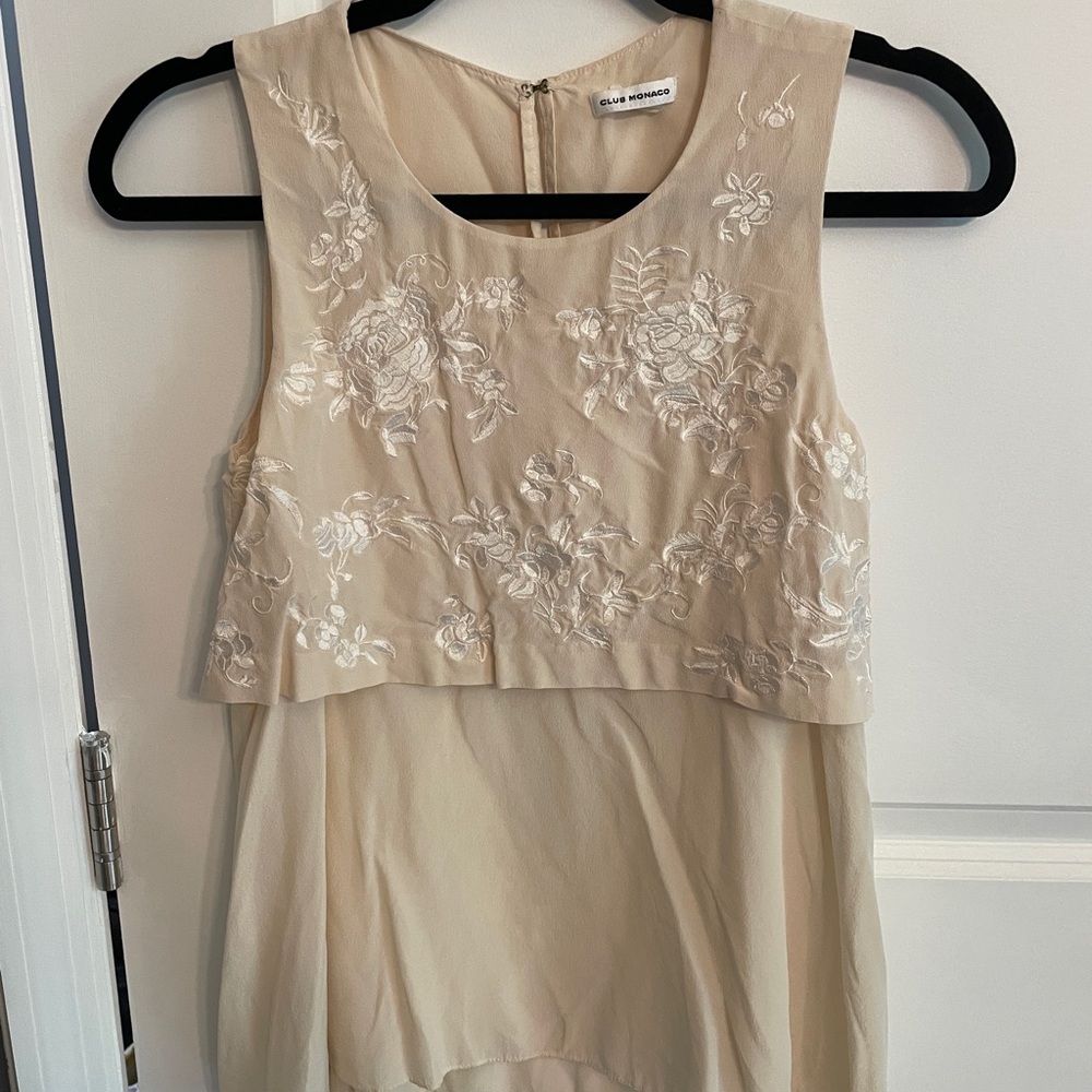 Silk Club Monaco Cream Sleeveless Top